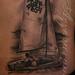 Tattoos - Black and Gray Sailboat Memorial - 71955